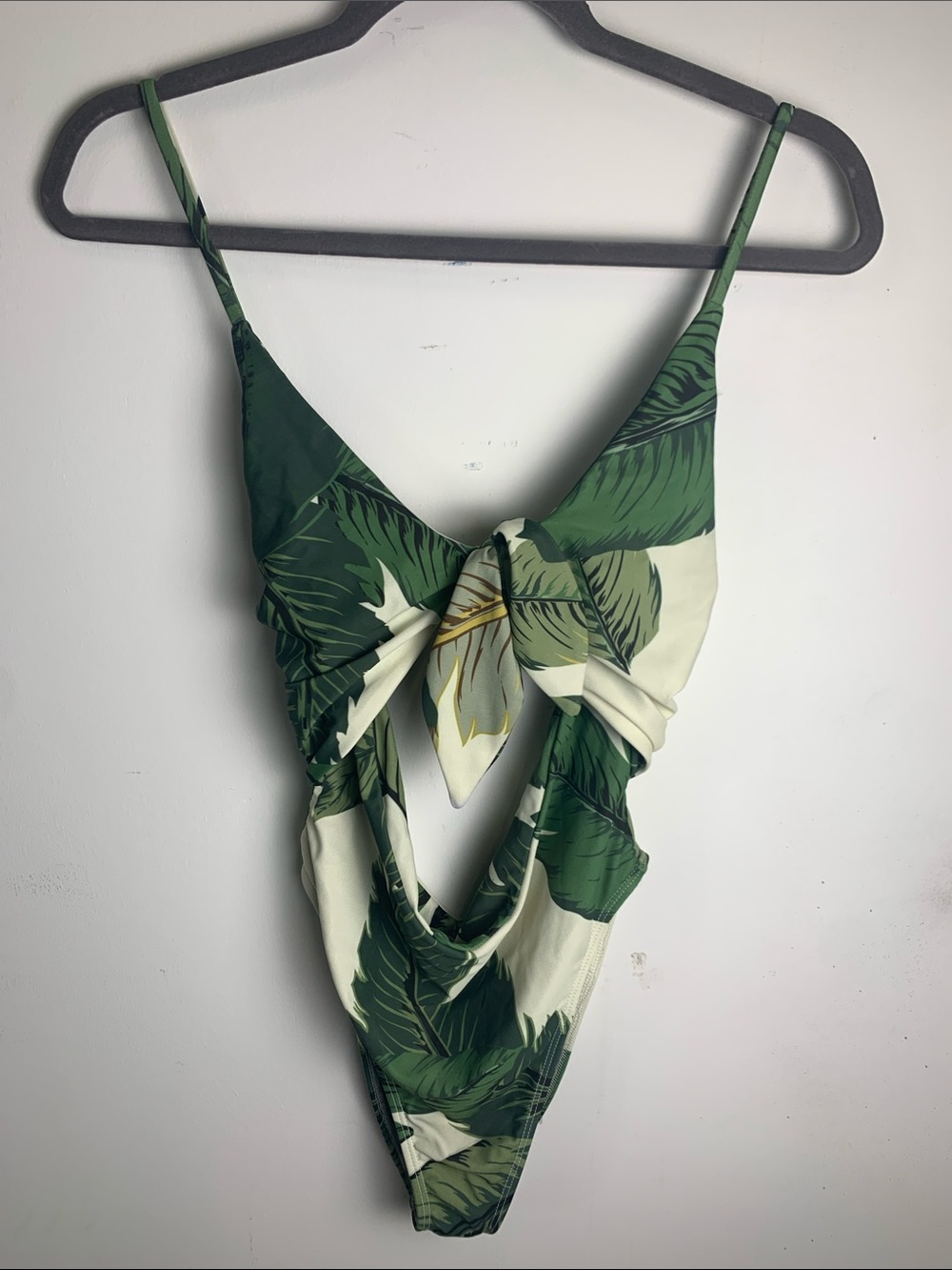 Beach Riot Green & Cream Tropical Twist Cutout One-Piece